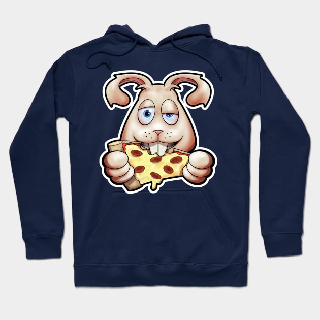 SNAX Rabbit eating pizza Hoodie by SilverBaX